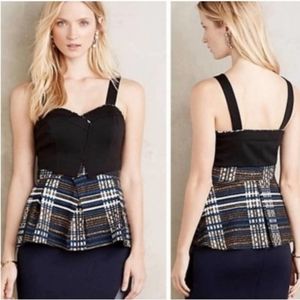 Anthropologie Deletta Nathalie Peplum Metallic Top